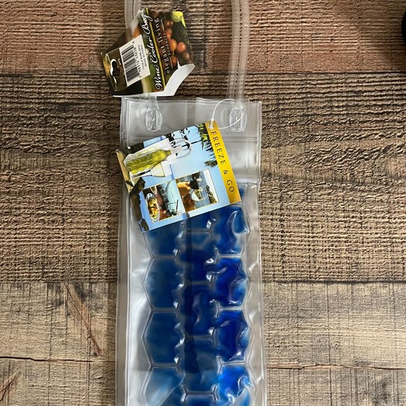 Freeze Beverage Tote / Ice Bucket To-Go / Wine Chill Bag / Clear & Blue … - Picture 3 of 10